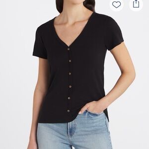 Market and Spruce - Stitch Fix - Lilia Black V-Neck Button-Up Top